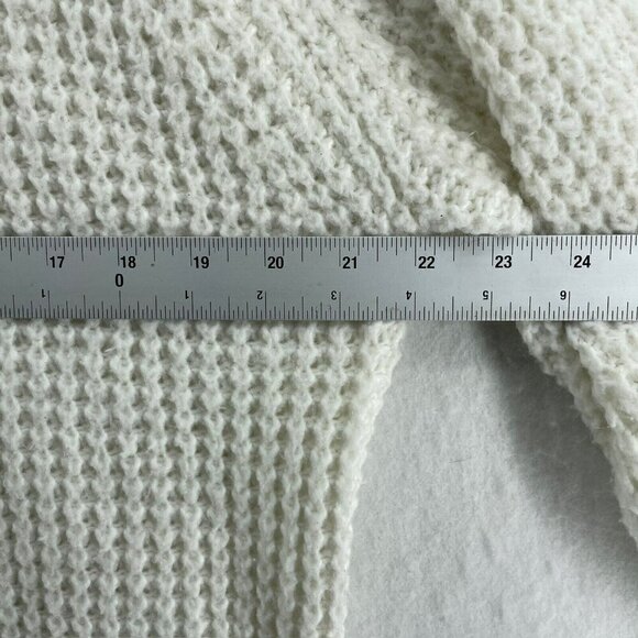 Mango MNG Sweater Women's M Off White Ribbed Trim Loose Knit Crew Neck Pullover - Picture 3 of 11